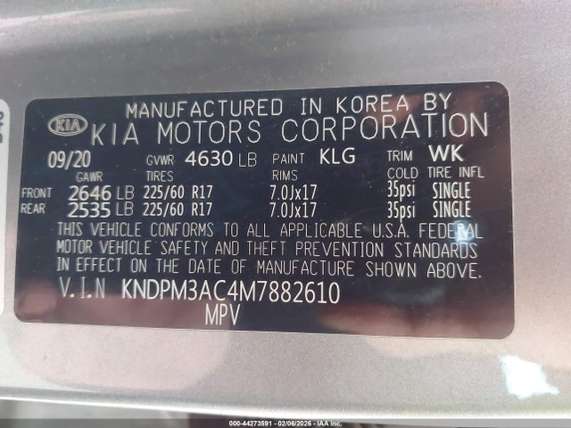 KNDPM3AC4M7882610 KIA Sportage Lx