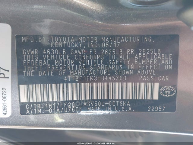 Toyota CAMRY SE 2017 4T1BF1FK3HU445760 Image 9