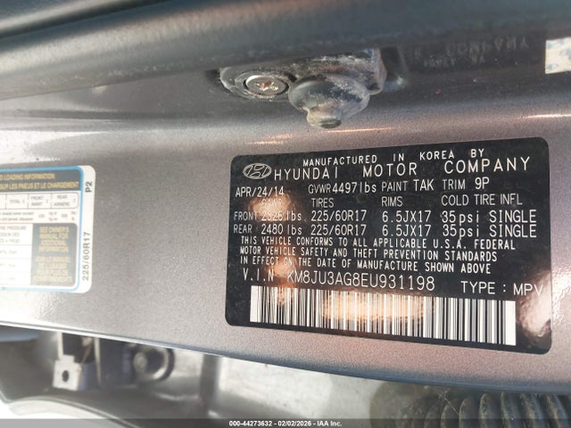 KM8JU3AG8EU931198 Hyundai TUCSON SE