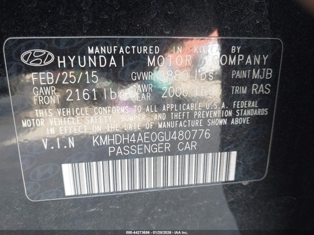 Hyundai ELANTRA SE 2016 KMHDH4AE0GU480776 Image 9