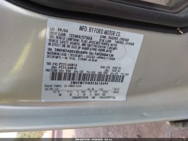 2005 MERCURY GRAND MARQUIS 2MEFM74W85X618499 Photo 8