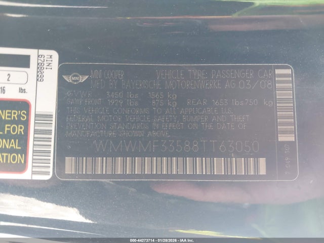 2008 MINI COOPER WMWMF33588TT63050 Photo 8