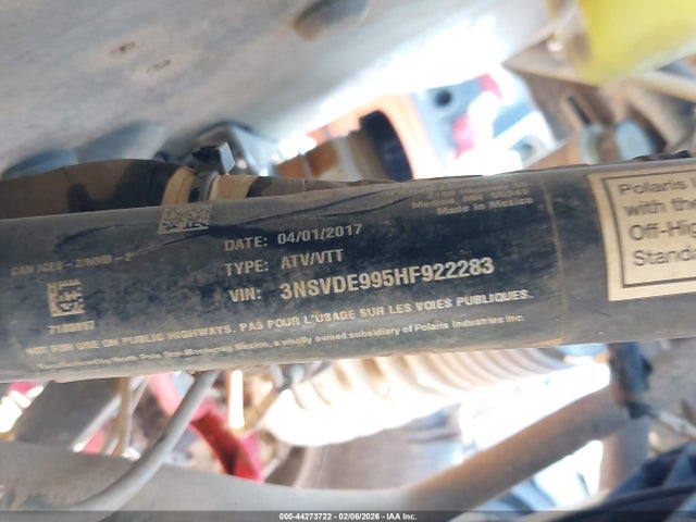 44273722 :رقم المزاد ، 3NSVDE995HF922283 vin ، 2017 Polaris Rzr Xp 1000 Eps مزاد بيع