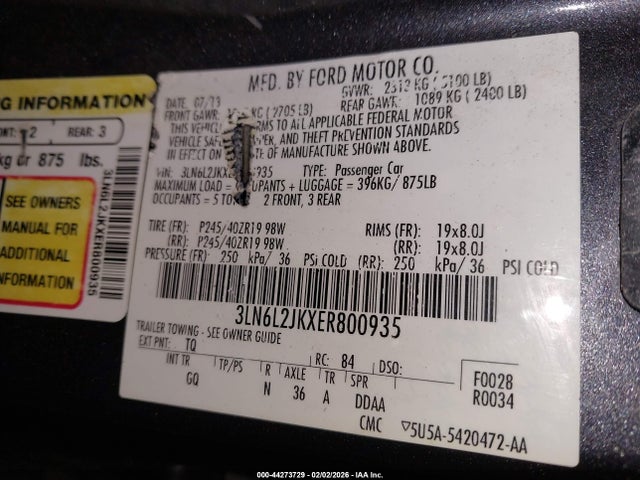 3LN6L2JKXER800935 Lincoln MKZ