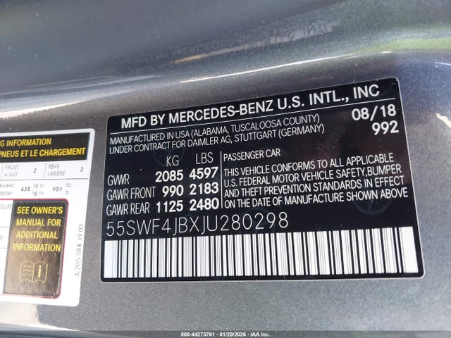 55SWF4JBXJU280298 Mercedes-Benz C 300