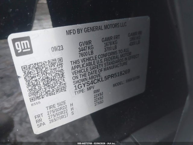 1GYS4CKL5PR518269 Cadillac Escalade 4wd Premium Luxury
