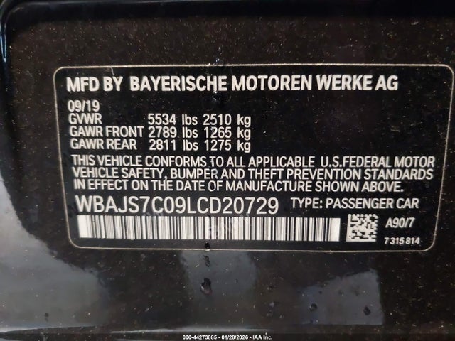 BMW M550i Xdrive 2020 WBAJS7C09LCD20729 Image 9