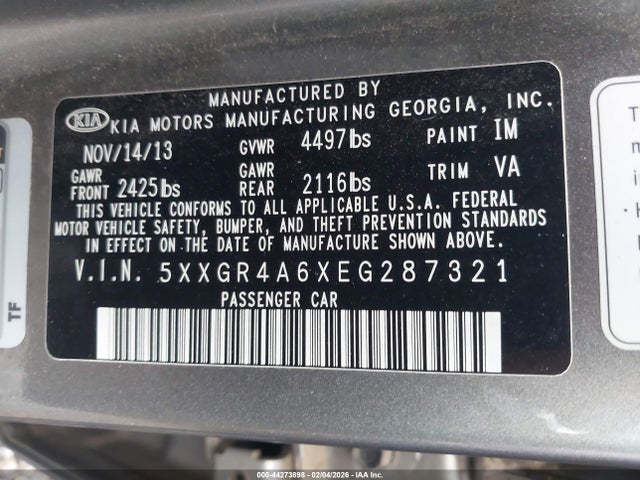 5XXGR4A6XEG287321 KIA Optima Sx Turbo