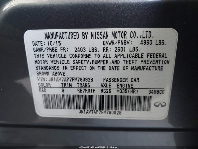 2015 INFINITI Q50 HYBRID JN1AV7AP7FM790928 Photo 8