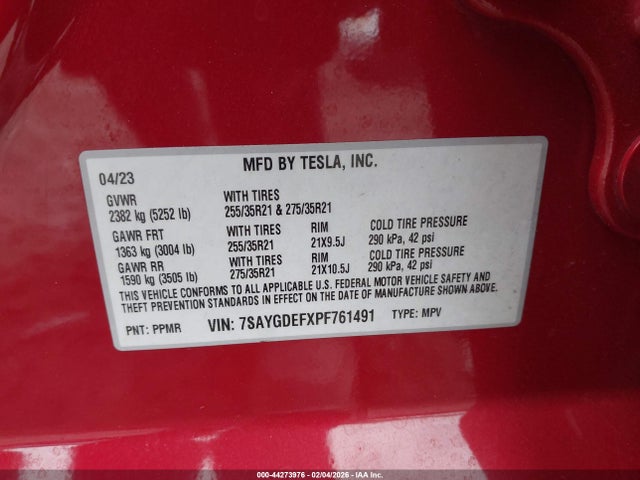 2023 TESLA MODEL Y 7SAYGDEFXPF761491 Photo 8