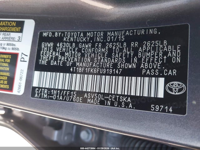 Toyota CAMRY SE 2015 4T1BF1FK6FU919147 Image 9