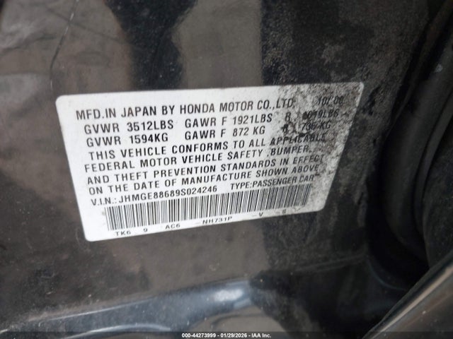 2009 HONDA FIT JHMGE88689S024246 Photo 8