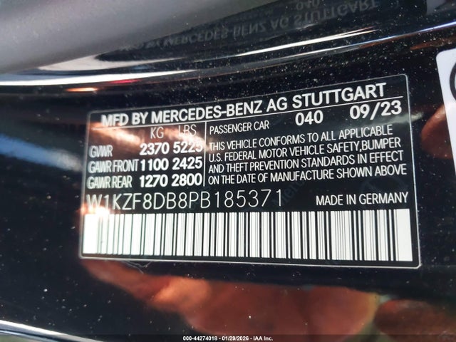 44274018 :رقم المزاد ، W1KZF8DB8PB185371 vin ، 2023 Mercedes-benz E 350 مزاد بيع