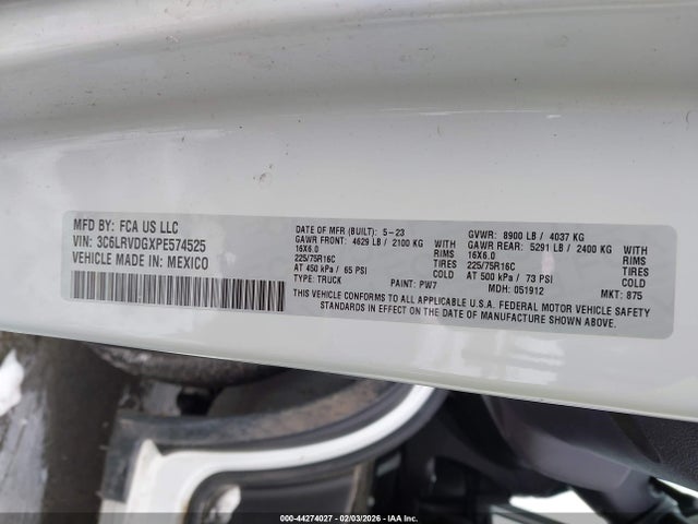 Продажа на аукционе авто 2023 Ram Promaster 2500 High Roof 159 Wb, vin: 3C6LRVDGXPE574525, номер лота: 44274027
