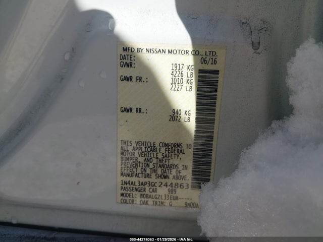 1N4AL3AP3GC244863 Nissan Altima 2.5/2.5 S/2.5 Sl/2.5 Sr/2.5 Sv