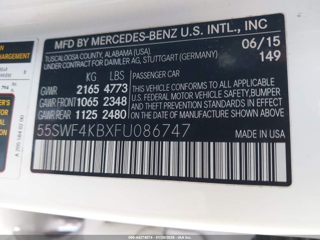2015 MERCEDES-BENZ C-CLASS 55SWF4KBXFU086747 Photo 8