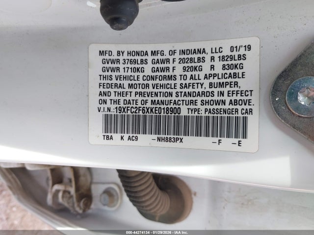 Honda Civic Lx 2019 19XFC2F6XKE018900 Image 9