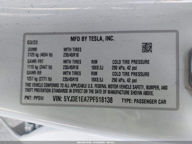 2023 TESLA MODEL 3 5YJ3E1EA7PF518138 Photo 8