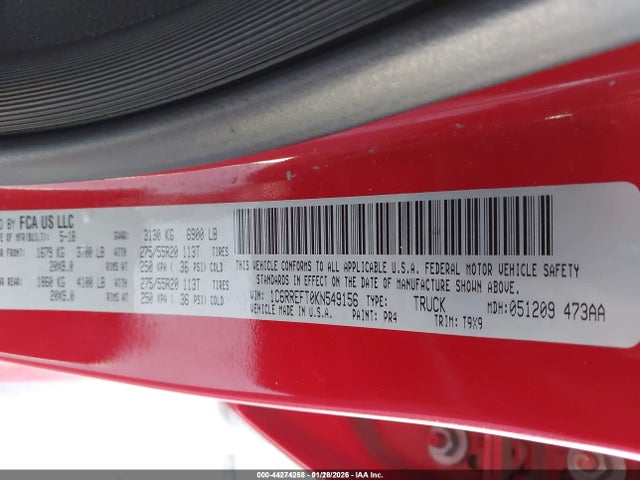 Продаж на аукціоні авто 2019 Ram 1500 Big Horn/lone Star  4x2 5'7 Box, vin: 1C6RREFT0KN549156, номер лоту: 44274258