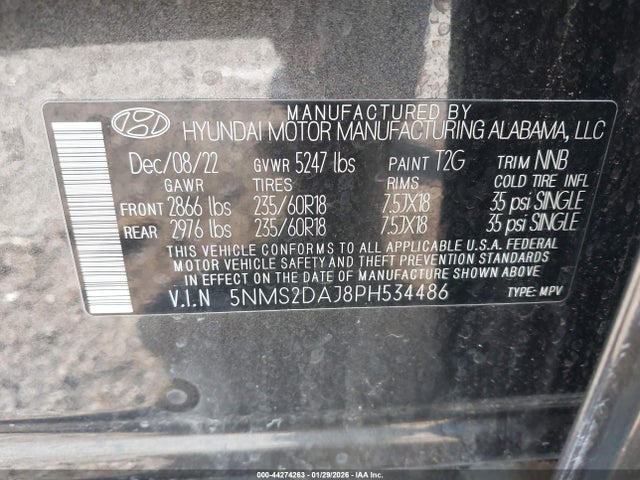 2023 HYUNDAI SANTA FE 5NMS2DAJ8PH534486 Photo 8