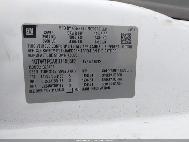 2013 Gmc Savana 2500 Work Van მანქანა იყიდება აუქციონზე, vin: 1GTW7FCA9D1158303, აუქციონის ნომერი: 44274271