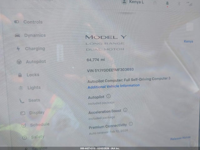 2021 TESLA MODEL Y 5YJYGDEE1MF303693 Photo 6