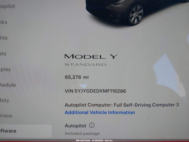 5YJYGDEDXMF116296 Tesla Model Y Standard Range Rear-wheel Drive