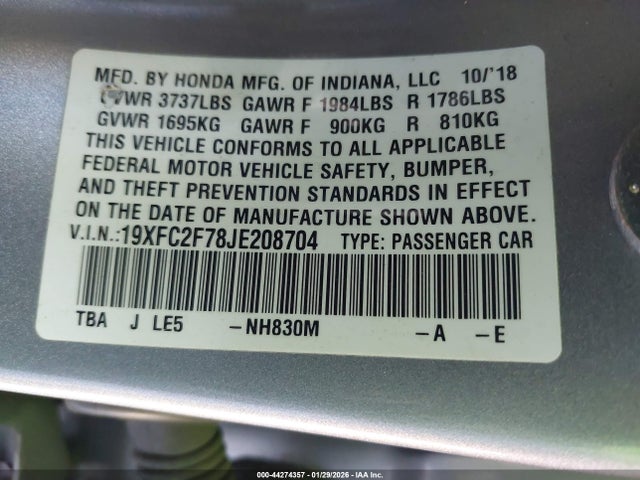 19XFC2F78JE208704 Honda CIVIC EX