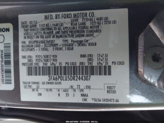 Aukcja sprzedaży 2013 Ford Fusion Hybrid Se, vin: 3FA6P0LU5DR244307, numer aukcji: 44274405