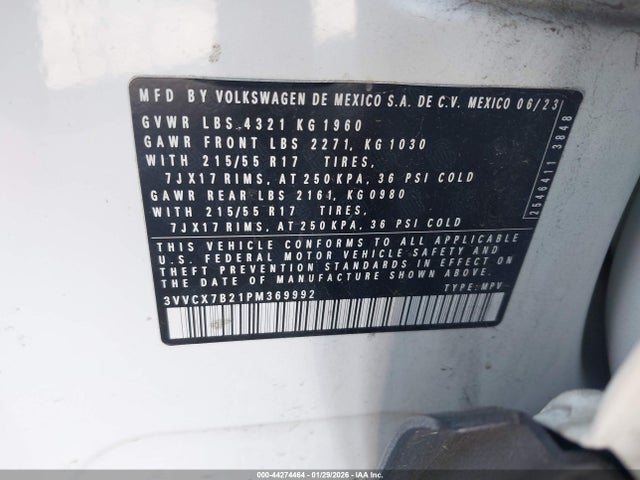 3VVCX7B21PM369992 Volkswagen Taos 1.5t S