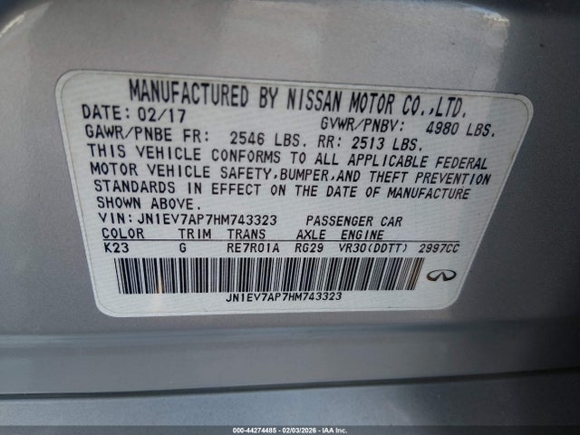 2017 INFINITI Q50 JN1EV7AP7HM743323 Photo 8