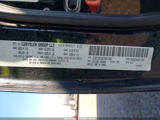 Продажа на аукционе авто 2012 Chrysler 300 Limited, vin: 2C3CCACG3CH221681, номер лота: 44274505