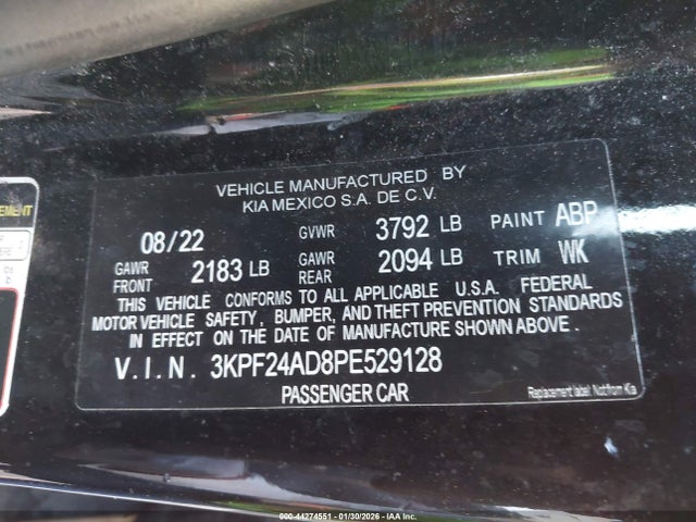 3KPF24AD8PE529128 KIA Forte Lxs