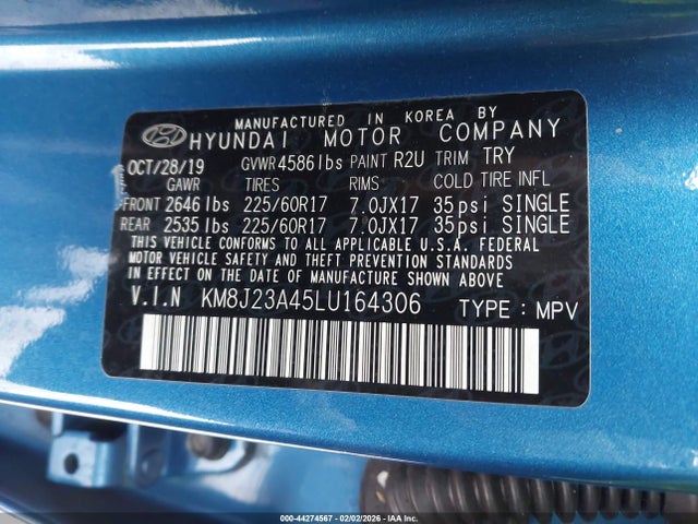 2020 HYUNDAI TUCSON KM8J23A45LU164306 Photo 8