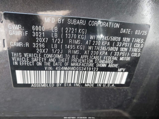 2025 SUBARU ASCENT 4S4WMAWD0S3419123 Photo 8