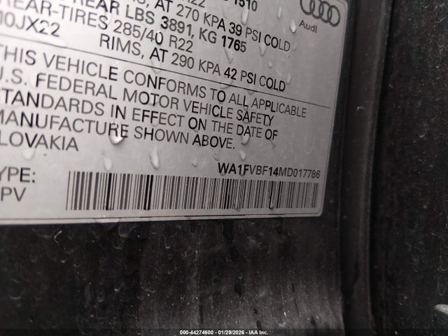WA1FVBF14MD017786 Audi Q8 Prestige 55 Tfsi Quattro Tiptronic
