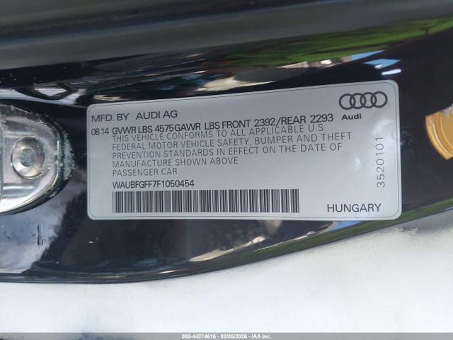 Продажа на аукционе авто 2015 Audi A3 2.0t Premium, vin: WAUBFGFF7F1050454, номер лота: 44274616