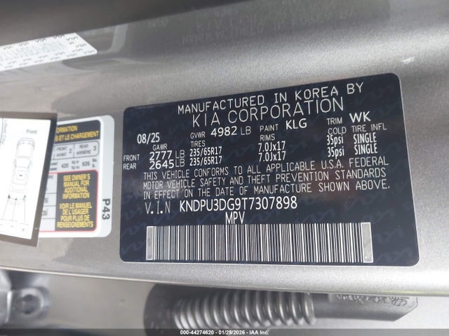 44274620 :رقم المزاد ، KNDPU3DG9T7307898 vin ، 2026 Kia Sportage Hybrid Lx مزاد بيع