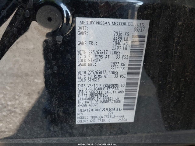 5N1AT2MTXHC888936 Nissan ROGUE SV