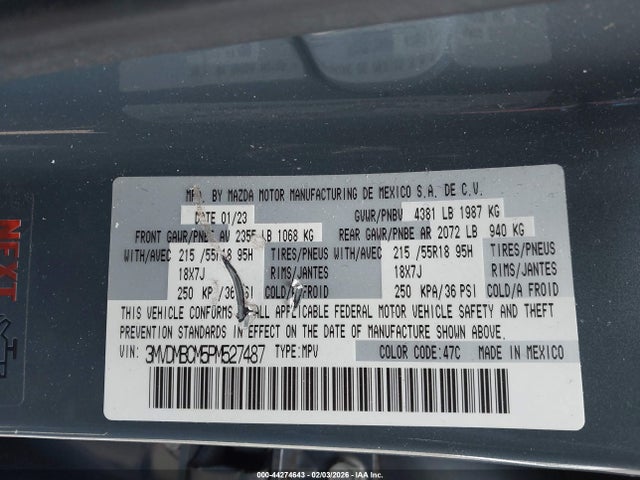 Продаж на аукціоні авто 2023 Mazda Cx-30 2.5 S Carbon Edition, vin: 3MVDMBCM5PM527487, номер лоту: 44274643