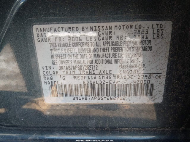 3N1AB7AP8GY262712 Nissan SENTRA SV