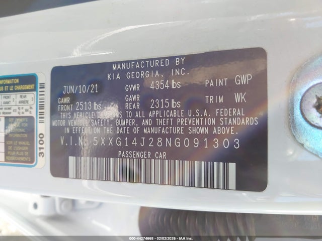 5XXG14J28NG091303 KIA K5 LXS