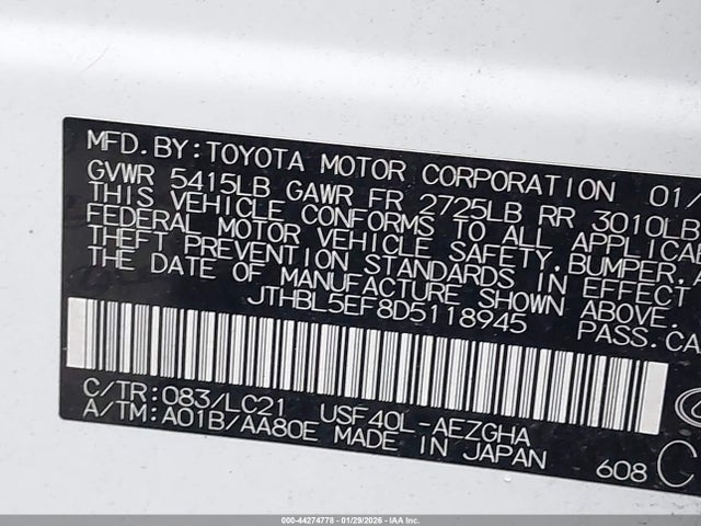 2013 LEXUS LS 460 JTHBL5EF8D5118945 Photo 8