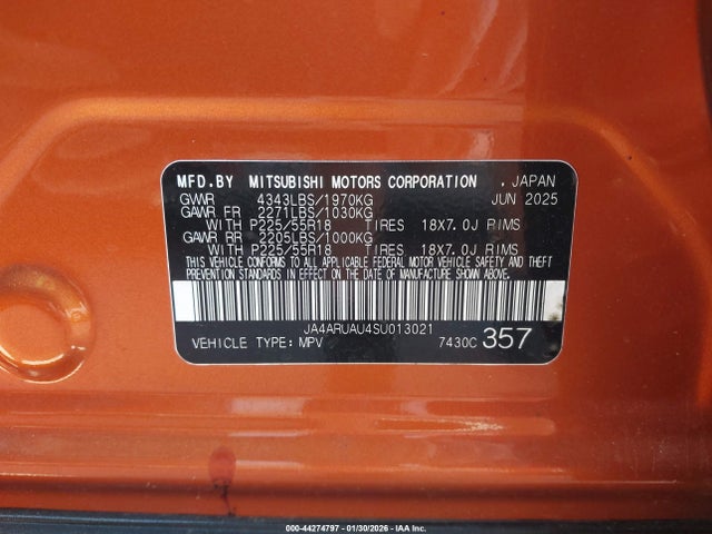 2025 MITSUBISHI OUTLANDER SPORT JA4ARUAU4SU013021 Photo 8