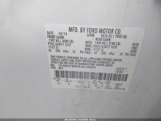 Ford Explorer 2014 1FM5K7B97EGC39091 Image 9
