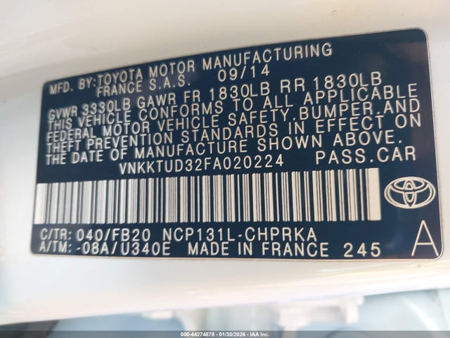 Toyota YARIS LE 2015 VNKKTUD32FA020224 Image 9