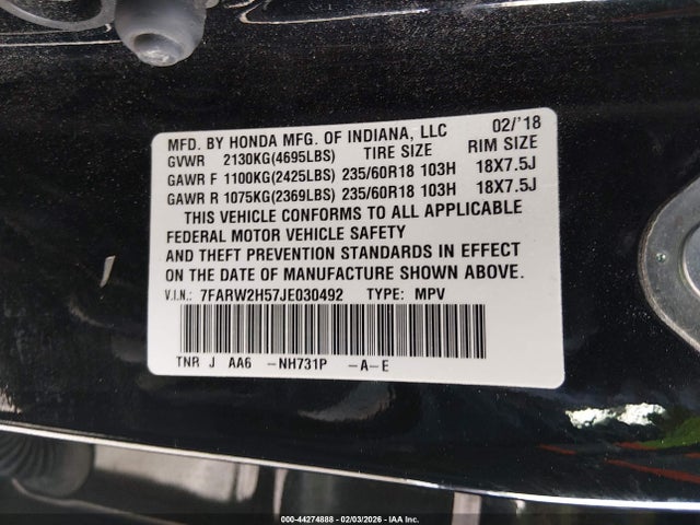 7FARW2H57JE030492 Honda CR-V EX