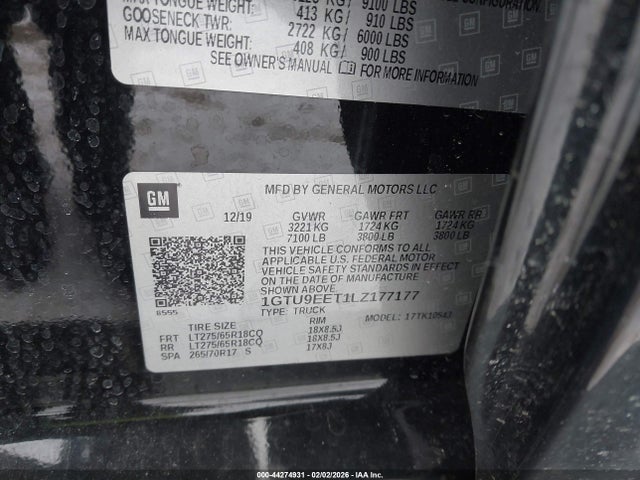 1GTU9EET1LZ177177 GMC Sierra 1500 4wd Short Box At4