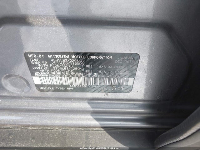 Продажа на аукционе авто 2019 Mitsubishi Outlander Se, vin: JA4AD3A38KZ030648, номер лота: 44274950