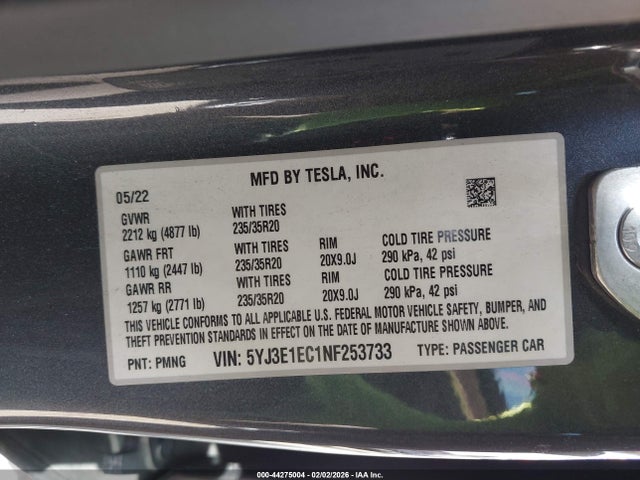2022 TESLA MODEL 3 5YJ3E1EC1NF253733 Photo 8